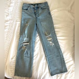 Wild fable light ripped jeans! High waisted, straight, size 0!